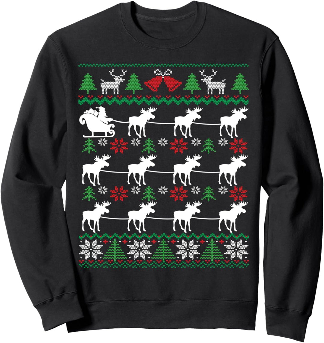 Elchziehender Weihnachtsmann Moose Christmas Sweatshirt