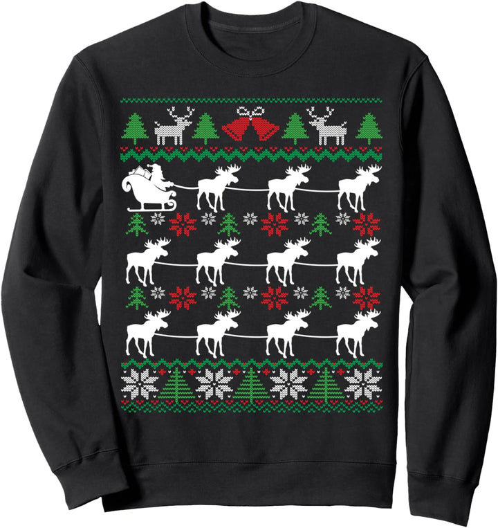Elchziehender Weihnachtsmann Moose Christmas Sweatshirt