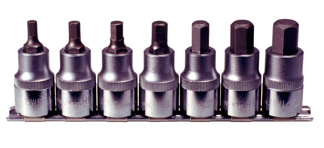KS Tools 911.1320 1/2" Bit-Stecknuss-Satz Innensechskant, kurz, 7-tlg.