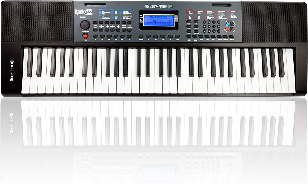 RockJam 61 Key Keyboard Piano with Pitch Bend, Power Supply, Sheet Music Stand, Piano Note Stickers
