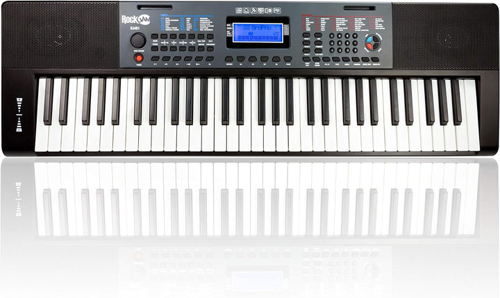 RockJam 61 Key Keyboard Piano with Pitch Bend, Power Supply, Sheet Music Stand, Piano Note Stickers