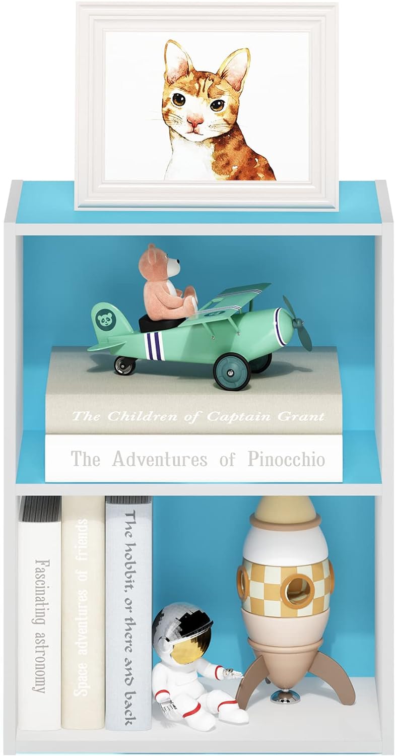 Furinno Luder Bücherregal 23.7(D) x 39.5(W) x 53.9(H) cm Weiss/ Hellblau, 23.7(D) x 39.5(W) x 53.9(H