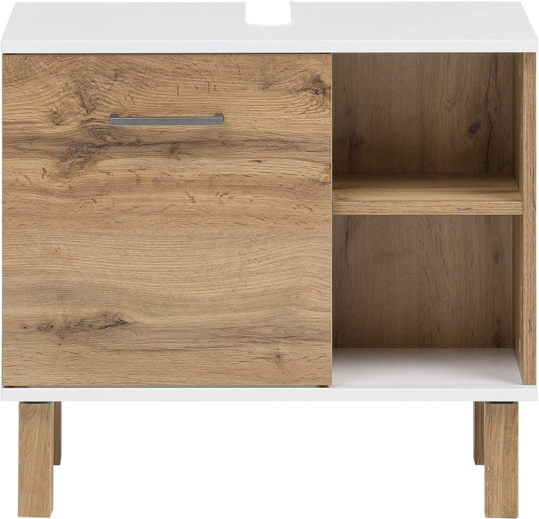 Schildmeyer Waschbeckenunterschrank 147630 Wido, Eiche Landhaus Dekor/weiss, 60 x 65,2 x 35 cm