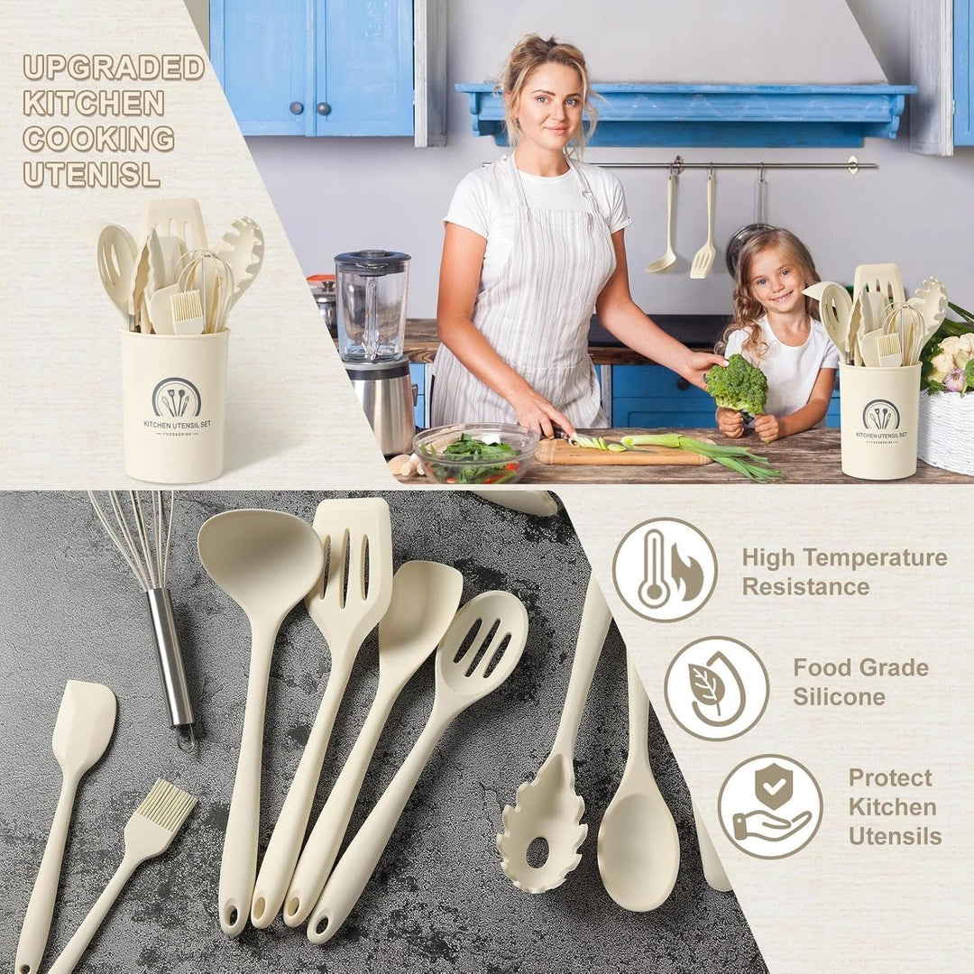 43 Stück Silikon Küchenhelfer Set, Kochutensilien Kochbesteck Set, Hitzebeständiger Kochgeschirr mit