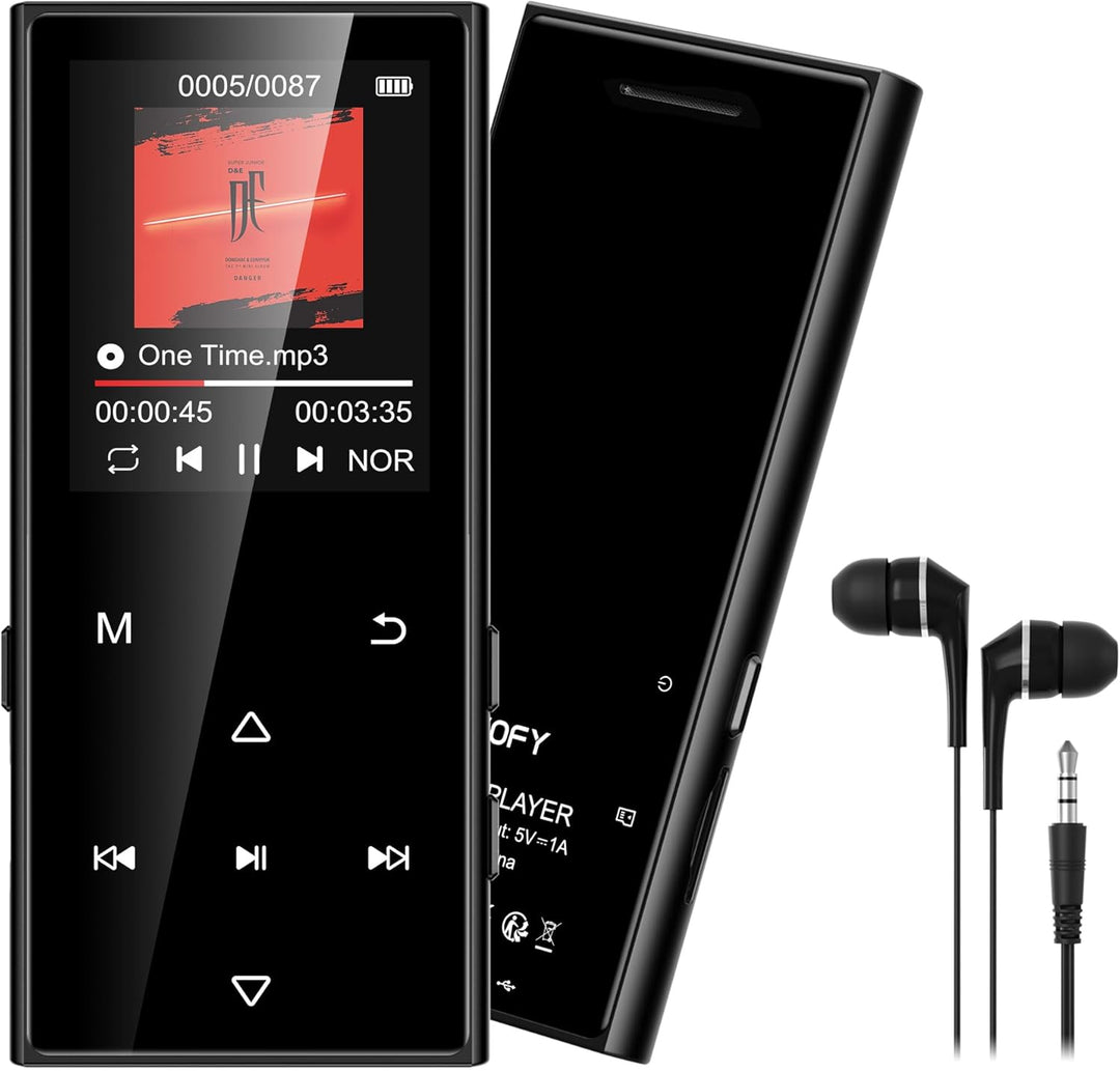 SWOFY 128GB MP3-Player mit Bluetooth 5.3 und einem 1.8-Zoll-Touchscreen, HiFi-Musik, Kinder-MP3-Play