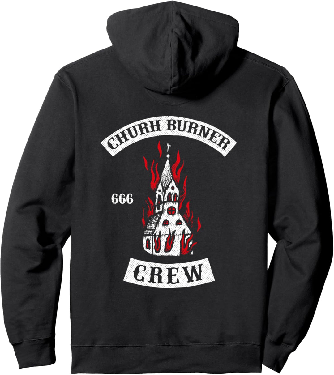 Church Burner Crew Atheist Goth Occult Satan Punk Pullover Hoodie