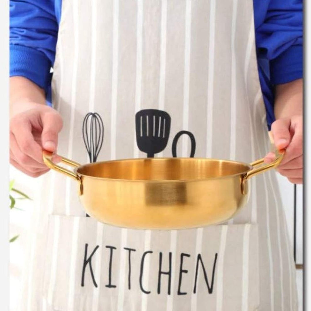 Hochwertiger Goldener Koreanischer Ramen-Topf, Leichter und Tragbarer Nudel-Kochtopf aus Edelstahl,