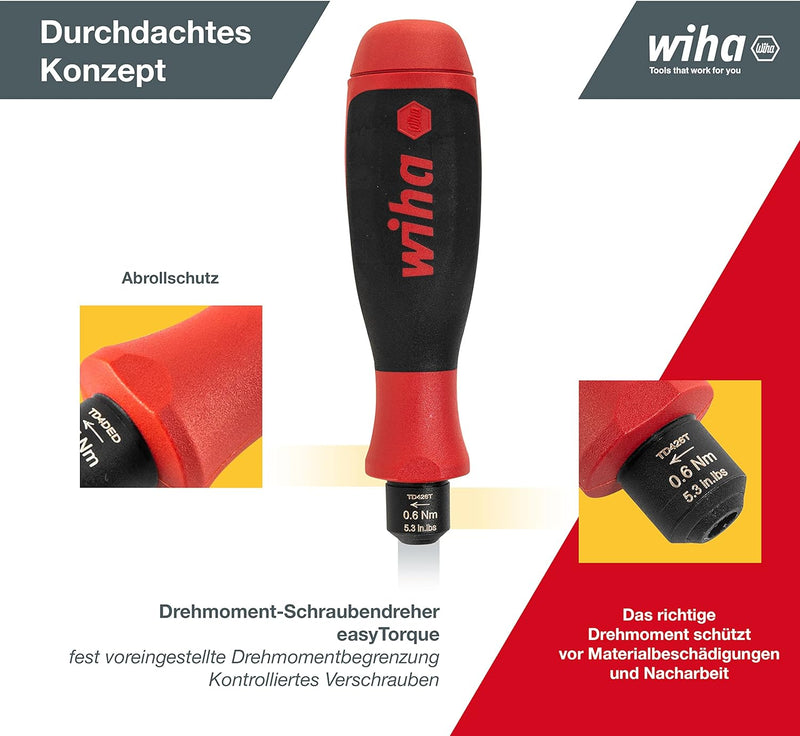 Wiha fest eingesteller Drehmoment Schraubendreher easyTorque (36230) I fix eingestellt I 0,6 Nm, 0,6