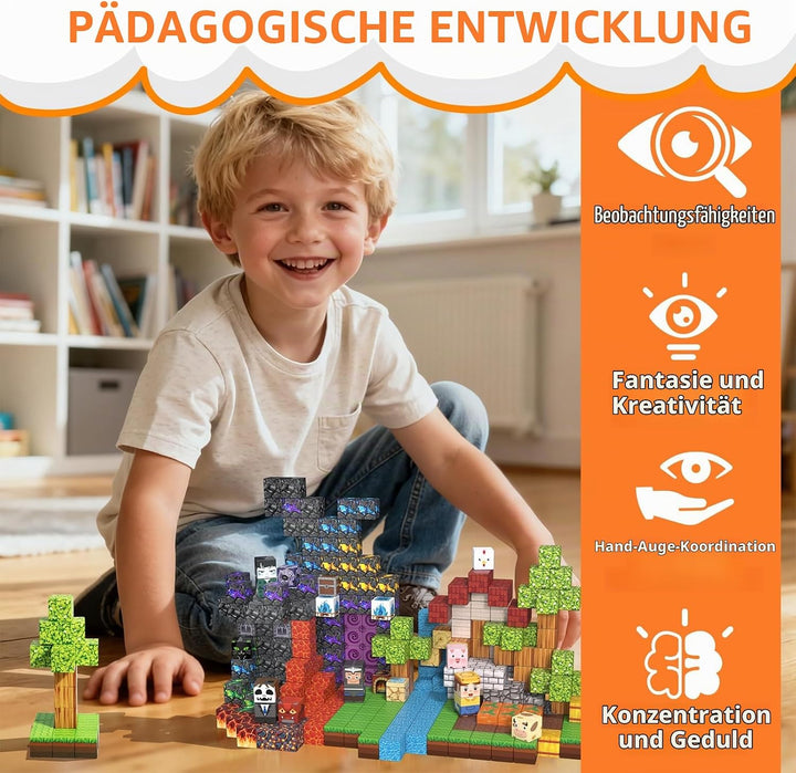 Vdealen 300 PCS Magnetische Bausteine, Stapelung Magnetwürfel Spielzeug für Kinder, STEM Montessori