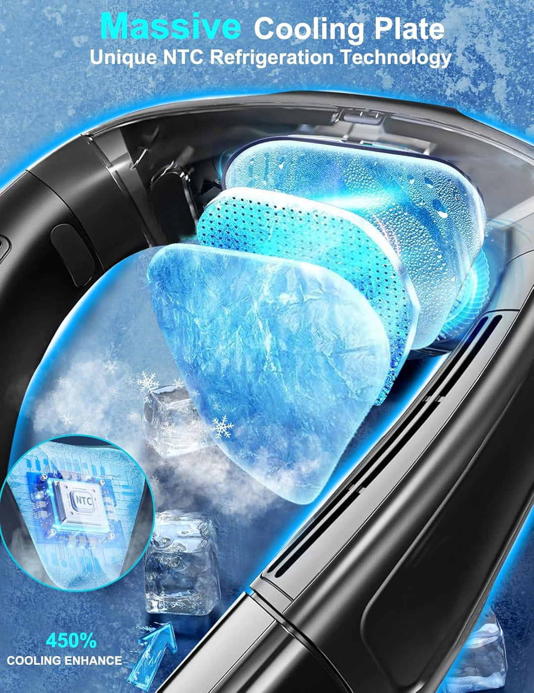 Tragbarer Nackenventilator Mit grosser Eiskühlplatte, Hals Ventilator Unterwegs Mobile Klimaanlage L