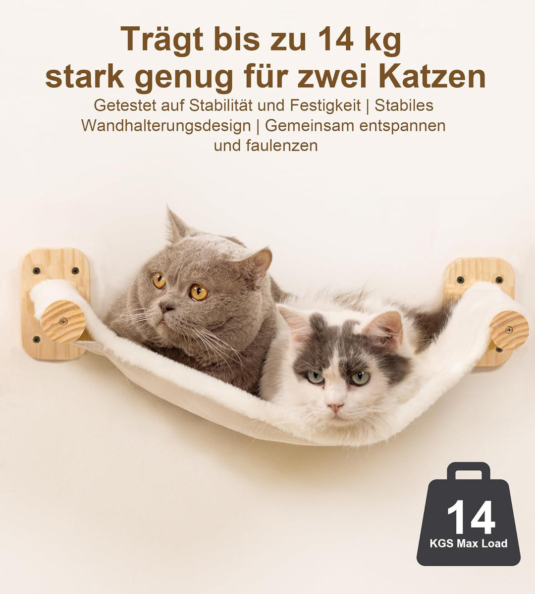 Kletterwand Katzen, Wandmontiertes Katzenhängematte, Kratzbaum Wand, Kiefernholz Katzenregal mit Vli