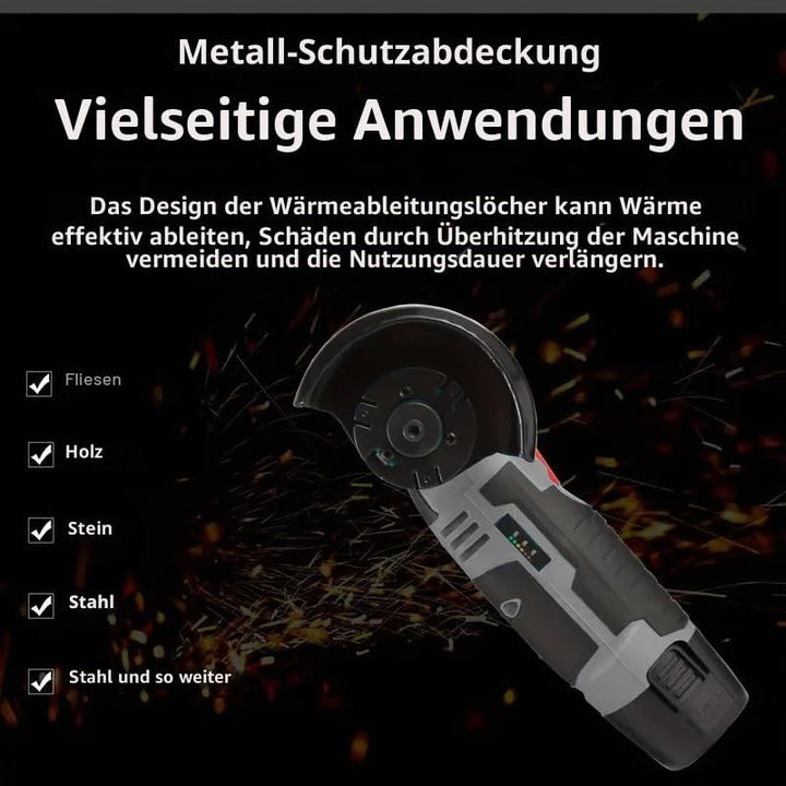 Akku Winkelschleifer 19500 U/min – kabellose Schleifmaschine,mit 2 Akkus/Ladegerät/Werkzeugkasten un