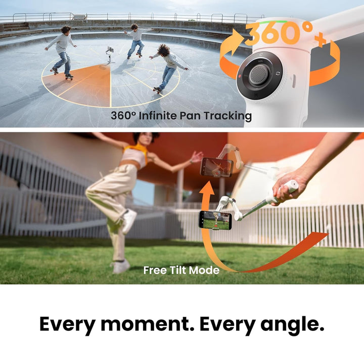 Insta360 Flow 2 Pro Grau - Faltbarer AI Gimbal, Tracking in 200+ Apps mit Apple DockKit, Multi-Perso