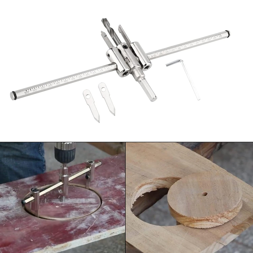 Einstellbarer Kreislochschneider 30-300 mm Einstellbarer silberner Kreislochsägebohrer-Satz DIY Holz