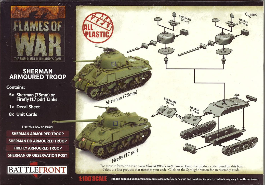 Flames of War FOW Sherman Armoured Troop BBX60