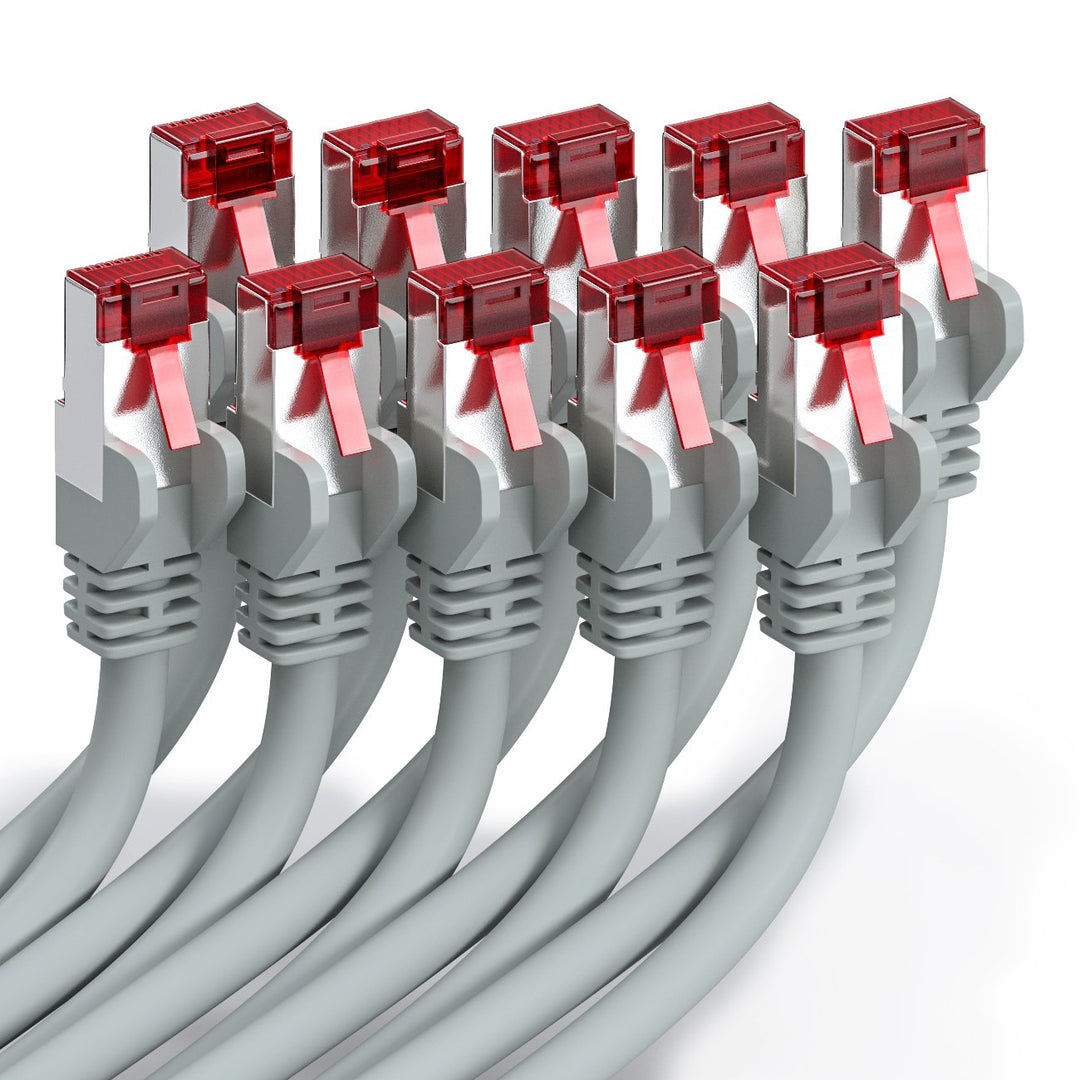 deleyCON 2m CAT6 Patchkabel RJ45 S/FTP PIMF, 10 Stück - Grau | CAT-6 Netzwerkkabel Ethernetkabel, LA