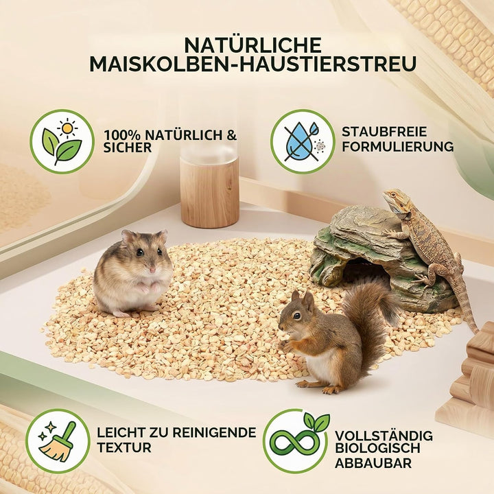Hamster-Einstreu, Staubfreie Maiskolben-Pellets für Haustierbett, Kaninchen, Eichhörnchen, Hamster,