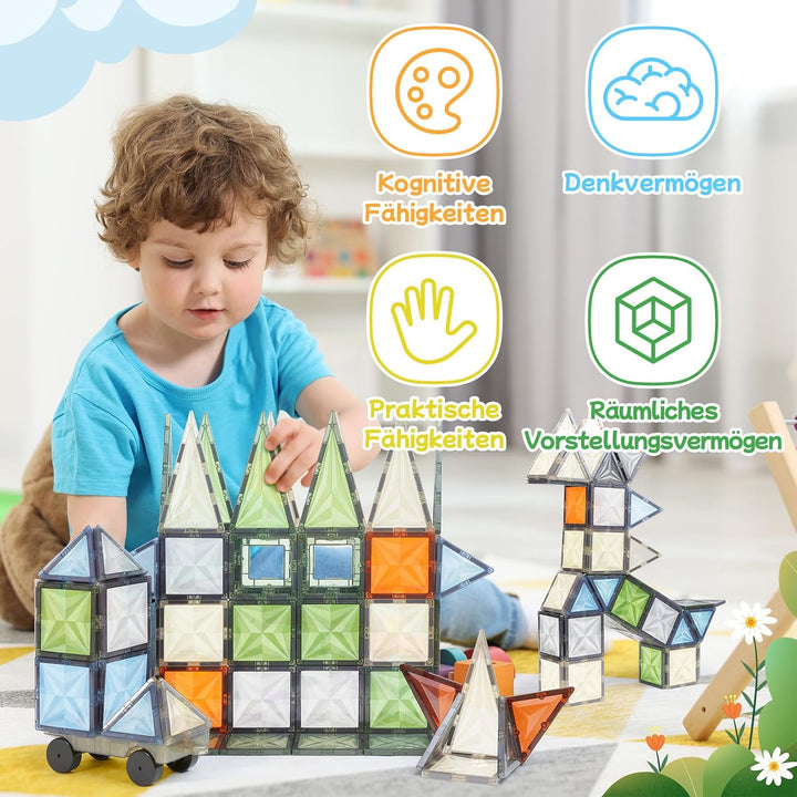 100 Stück Magnetische Bauklötze, Magnetische Bauklötze für Kinder, Magnetisches Konstruktionsspielze
