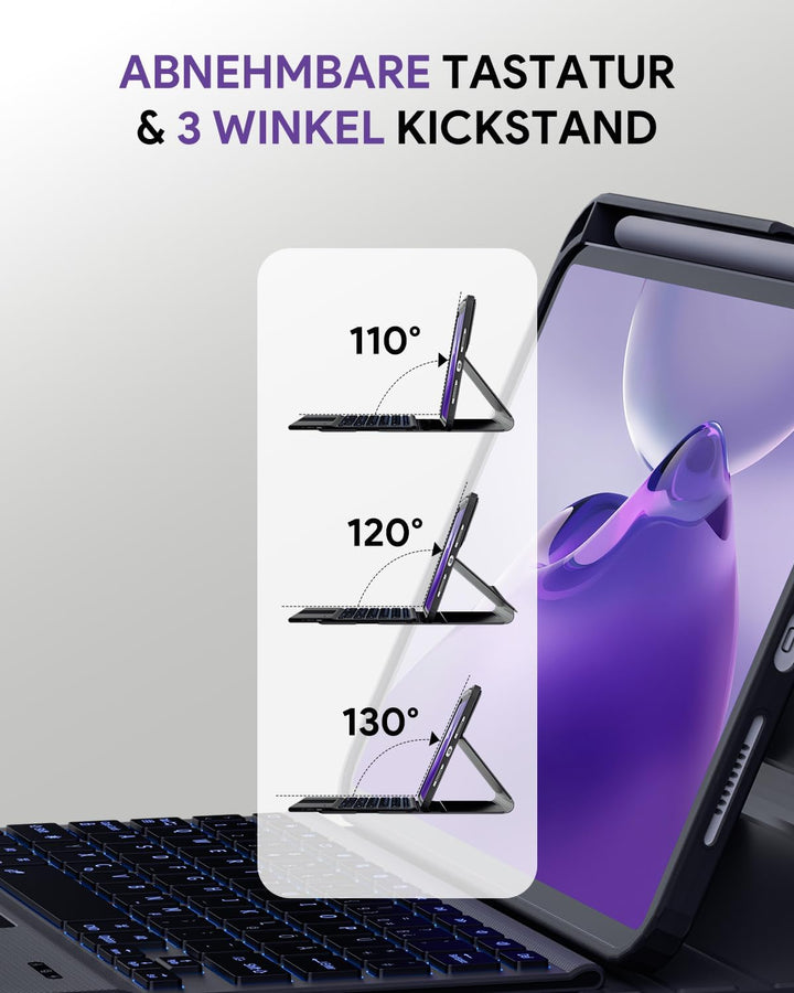 Doohoeek Schutzhülle mit Tastatur für iPad Pro 13 Zoll M5/M4 (2025/2024), Bluetooth Kabellose Beleuc