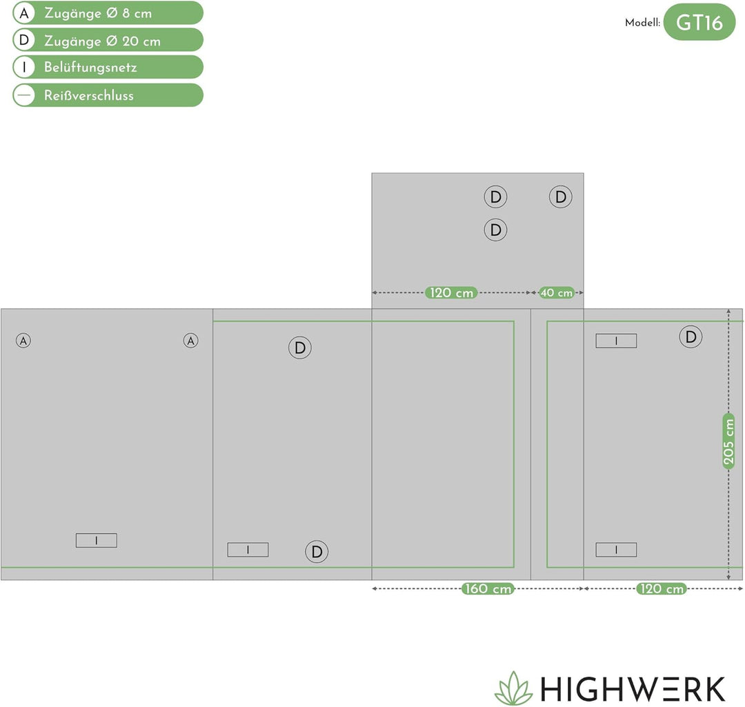 Zelsius Growzelt MyHomeGrow 2-in-1 Grow Tent | Indoor Growbox | schwarz grün | Growroom Growschrank