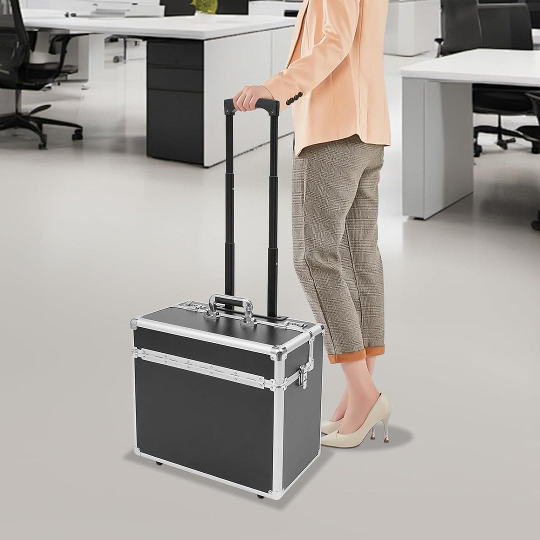 Pilotenkoffer 48,5×23×39 cmRollbarer Aktenkoffer mit Teleskopstange Rollen &amp; Kombinationsschloss Sic
