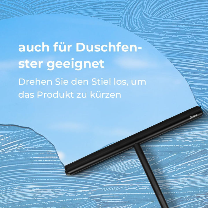 Sanova Luxus Silikon Abzieher Boden & Duschabzieher Schwarz - 136 x 40 cm - Fliesen & Duschwand Abzi