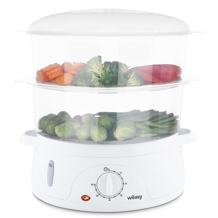Wëasy Elektrischer Dampfgarer VEGE8 Multifunktions 9 l kompakt, 3 stapelbare Schalen zum Kochen von