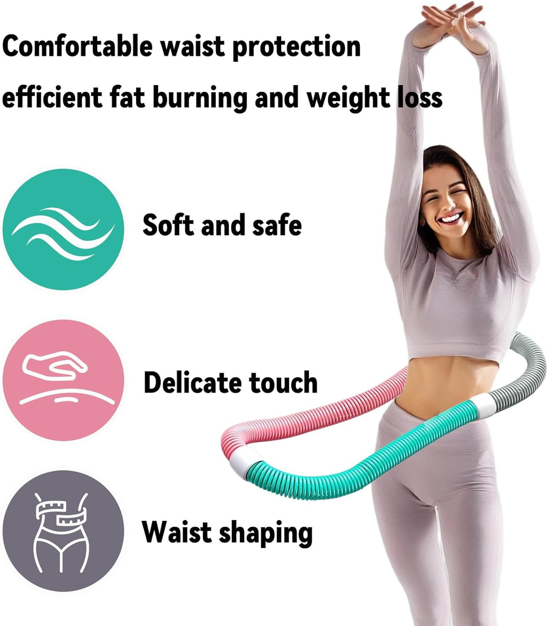 Hula Hoop Reifen Erwachsene,1,2 kg Fitness-Hula-Hoop-Reifen mit Gewicht,Klappbare Aufbewahrung, Weic