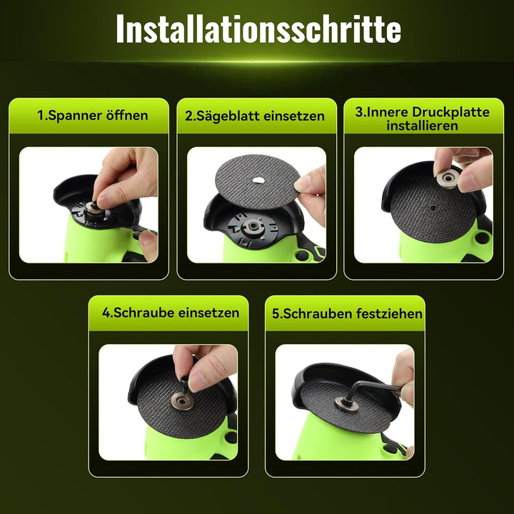 DEWINNER Akku-Winkelschleifer 19 500 U/min - 76mm Schleifscheibe, 2 Akkus 2000mAh, 6 Schneidscheiben