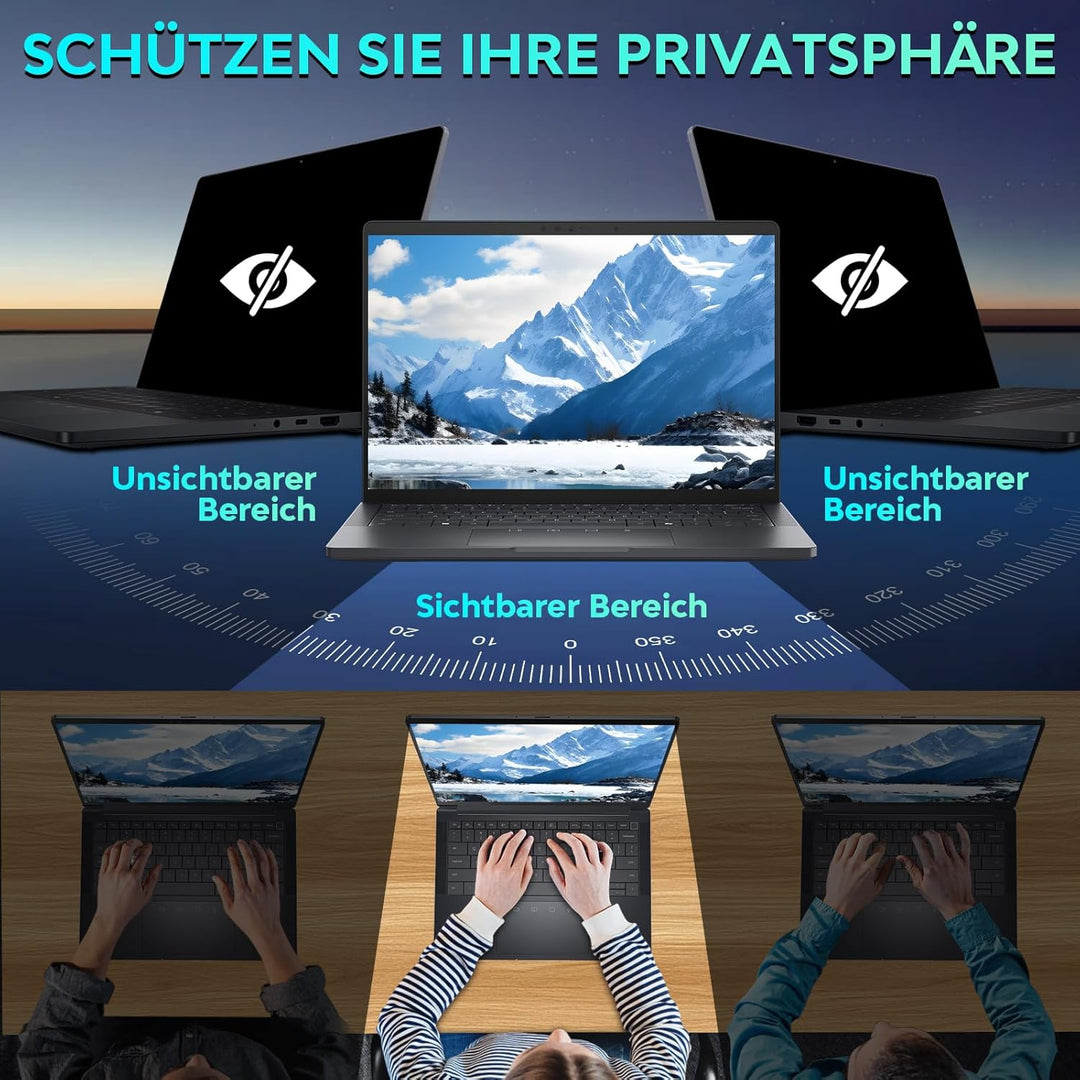 Sichtschutzfolie Laptop 15,6 Zoll 16:10, Anti Spy Blaulicht Blendfrei Blickschutzfolie, Abnehmbarer