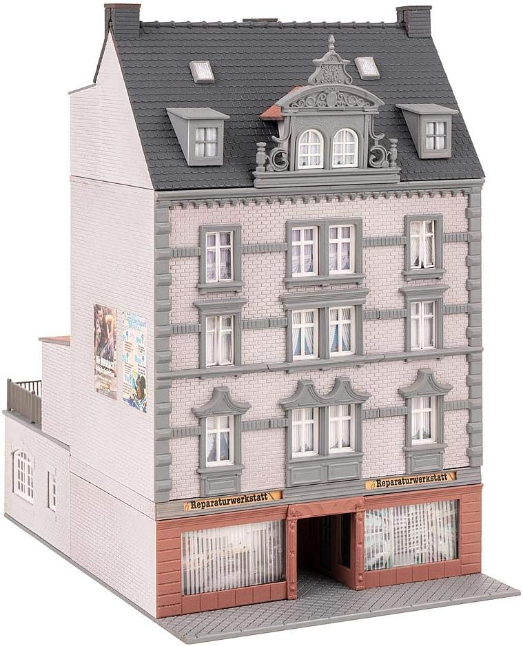 Faller FA130705 Stadthaus mit Reparaturwerkstatt Modellbausatz, verschieden, One Size