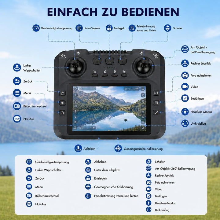 4,3"FPV-Drohne mit integriertem Bildschirm, Hindernisvermeidung, 1080P Kamera, bürstenloser Motor, 2