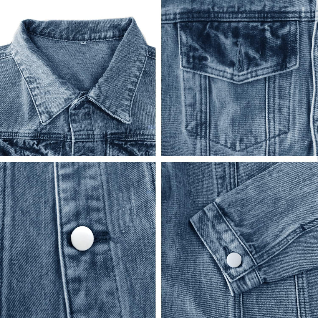 JayscreateEU Female Jeansjacke Kurze jacke Denim Jean Mantel Outwear Lange Ärmel Damen Jeansjacke mi