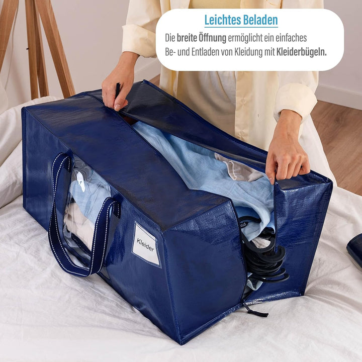 VENO 87 Liter extra grosse Umzugstaschen mit starke Griffe und Reissverschlüsse Faltbare Aufbewahrun