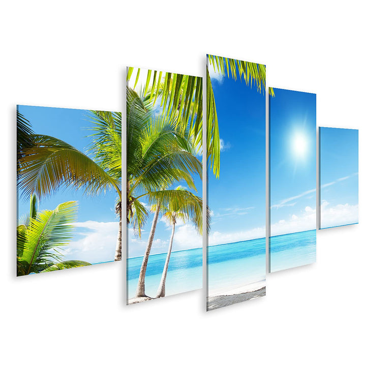 islandburner Bild auf Leinwand Karibisches Meer Strand Unter Palmen Bilder Wandbilder Poster Leinwan