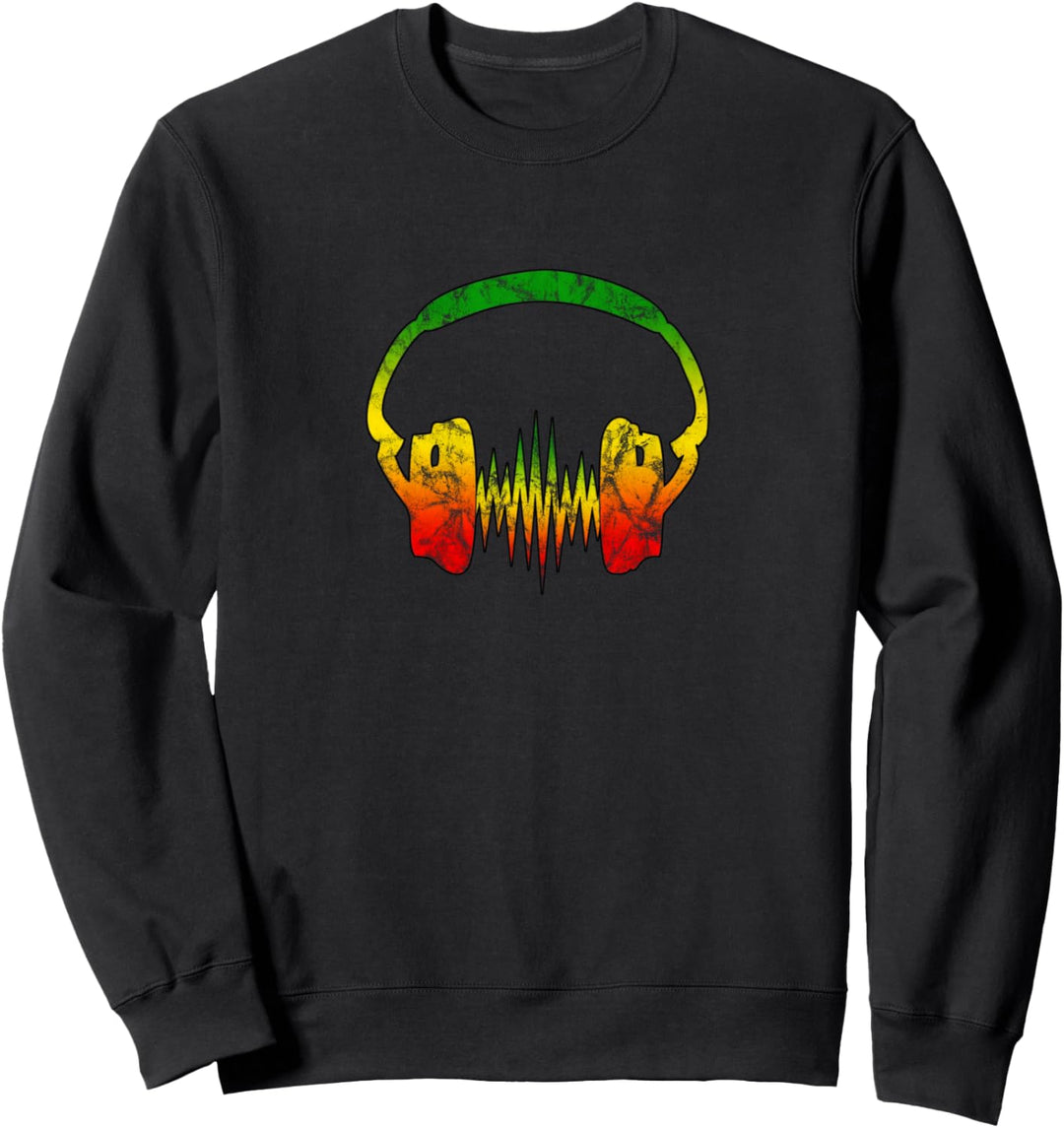 Reggae, Musik, Kopfhörer, Puls, Frequenz Herzschlag, Vintage Sweatshirt