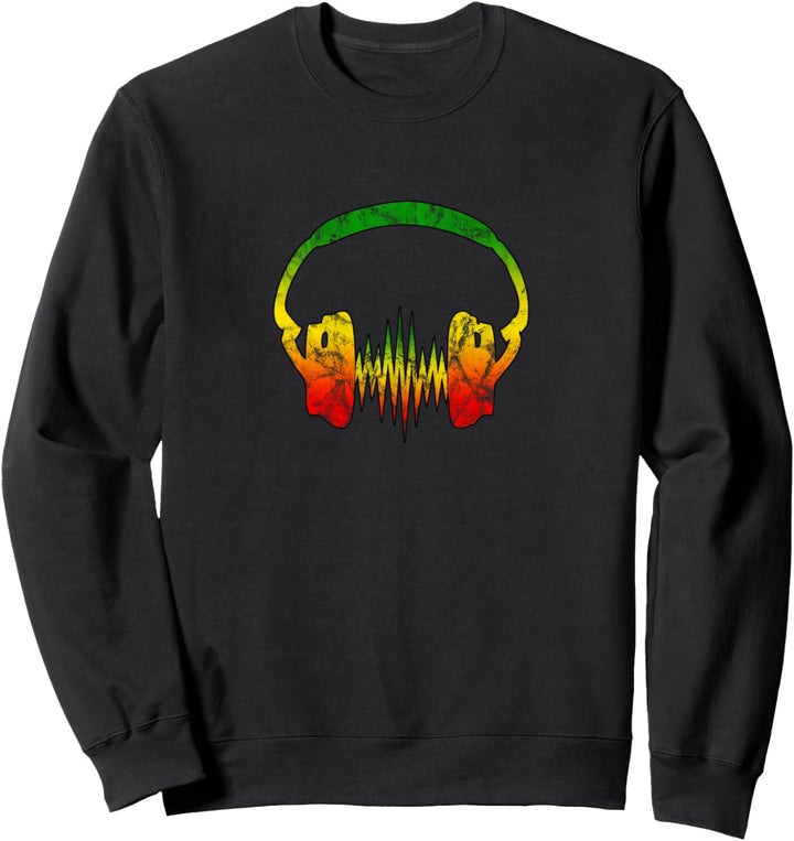 Reggae, Musik, Kopfhörer, Puls, Frequenz Herzschlag, Vintage Sweatshirt