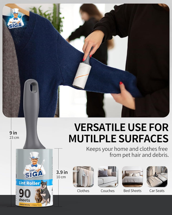 MR.SlGA Fusselrollen für Tierhaare Extra Klebrig, 720 Blätter, Fusselentferner für Kleidung, Möbel,