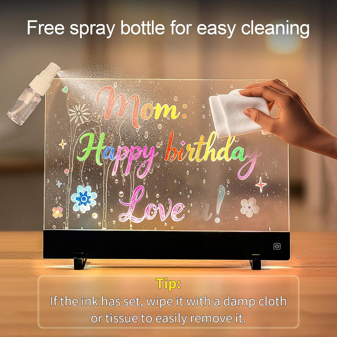 Sprifityy LED Notiztafel mit Farben,LED Zeichenbrett,35x26 cm,4 Licht Modi
