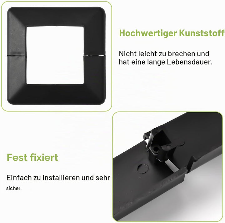 4PCS Pfosten Basis Abdeckung, 80x80mm Kunststoff Pfosten Basis Abdeckplatten Dekorative Split Post S