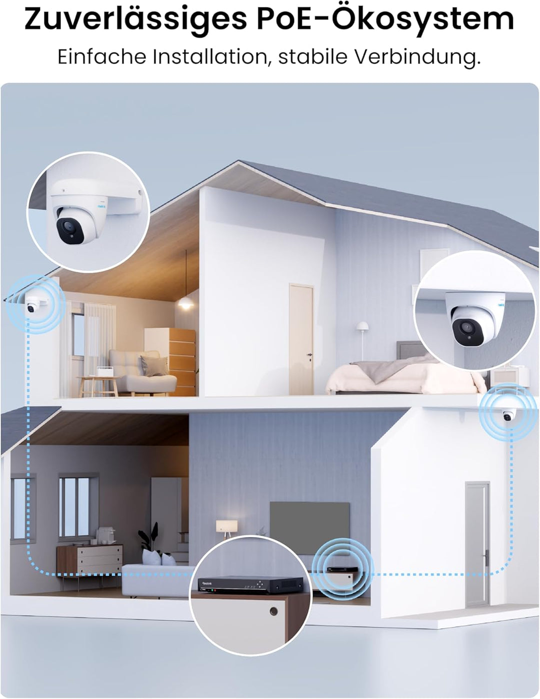 Reolink 4K Überwachungskamera Aussen Set, 4X 8MP PoE IP Kamera Überwachung mit Smarter Personenerken