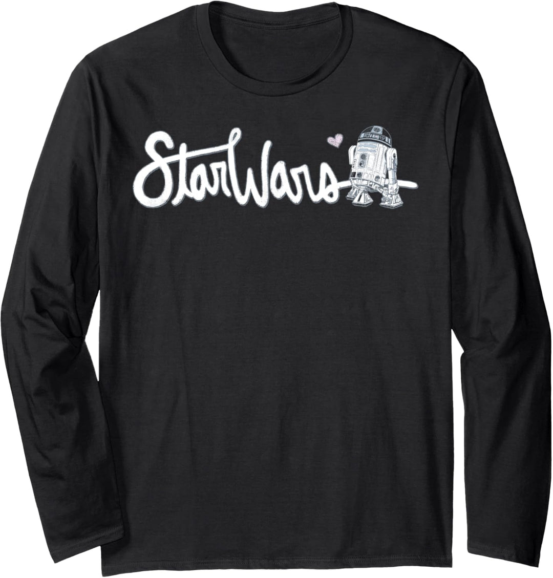 Star Wars R2-D2 Cursive Text Langarmshirt