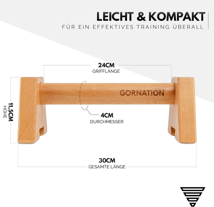 GORNATION Wooden Parallettes für Liegestütze, Liegestützgriffe aus Holz, Calisthenics &amp; Fitness Trai