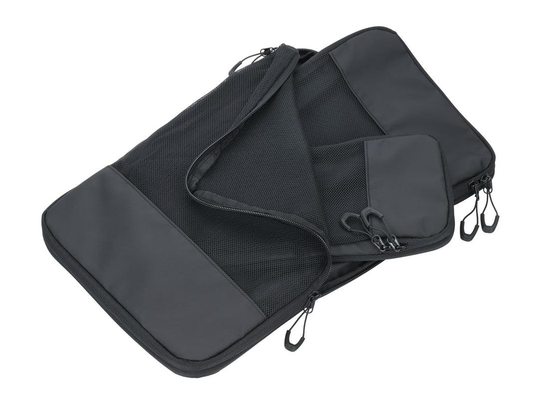 Reise-Kompressionstaschen Set – TROIKA BLACK PACKING CUBES – 3 Packtaschen mit zusätzlichem Kompress