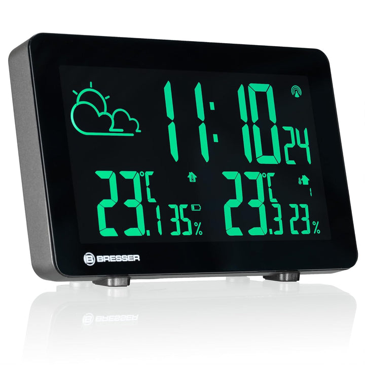 Bresser Funkwetterstation mit Farbwechsel, 256 Displayfarben, Wettervorhersage, Thermo-Hygrosensor,