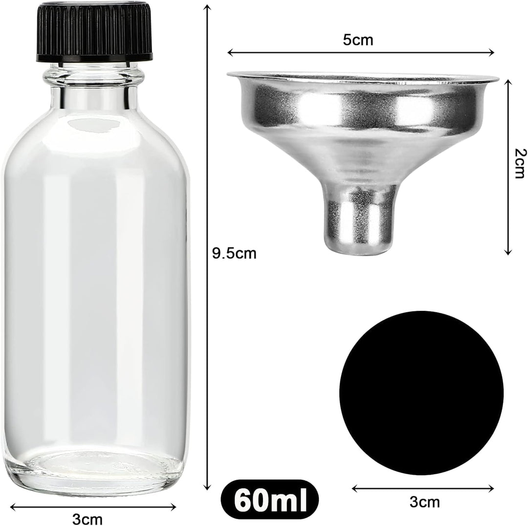 Mini Glasflaschen mit Deckel, Shot Flaschen zum Befüllen 60ml, Kleine Glasflaschen, Kleine Schnapsfl