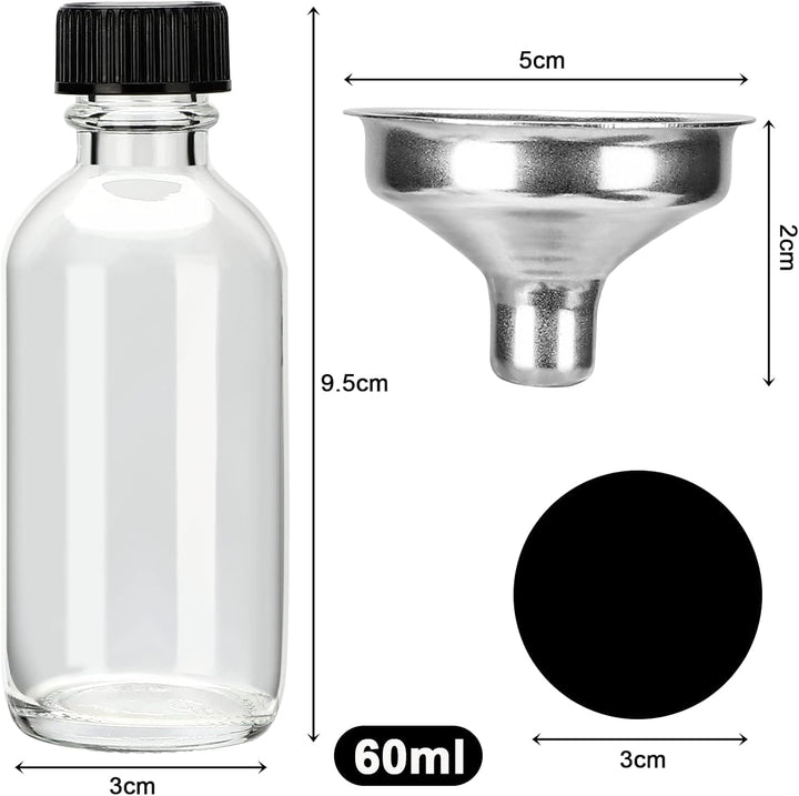 Mini Glasflaschen mit Deckel, Shot Flaschen zum Befüllen 60ml, Kleine Glasflaschen, Kleine Schnapsfl