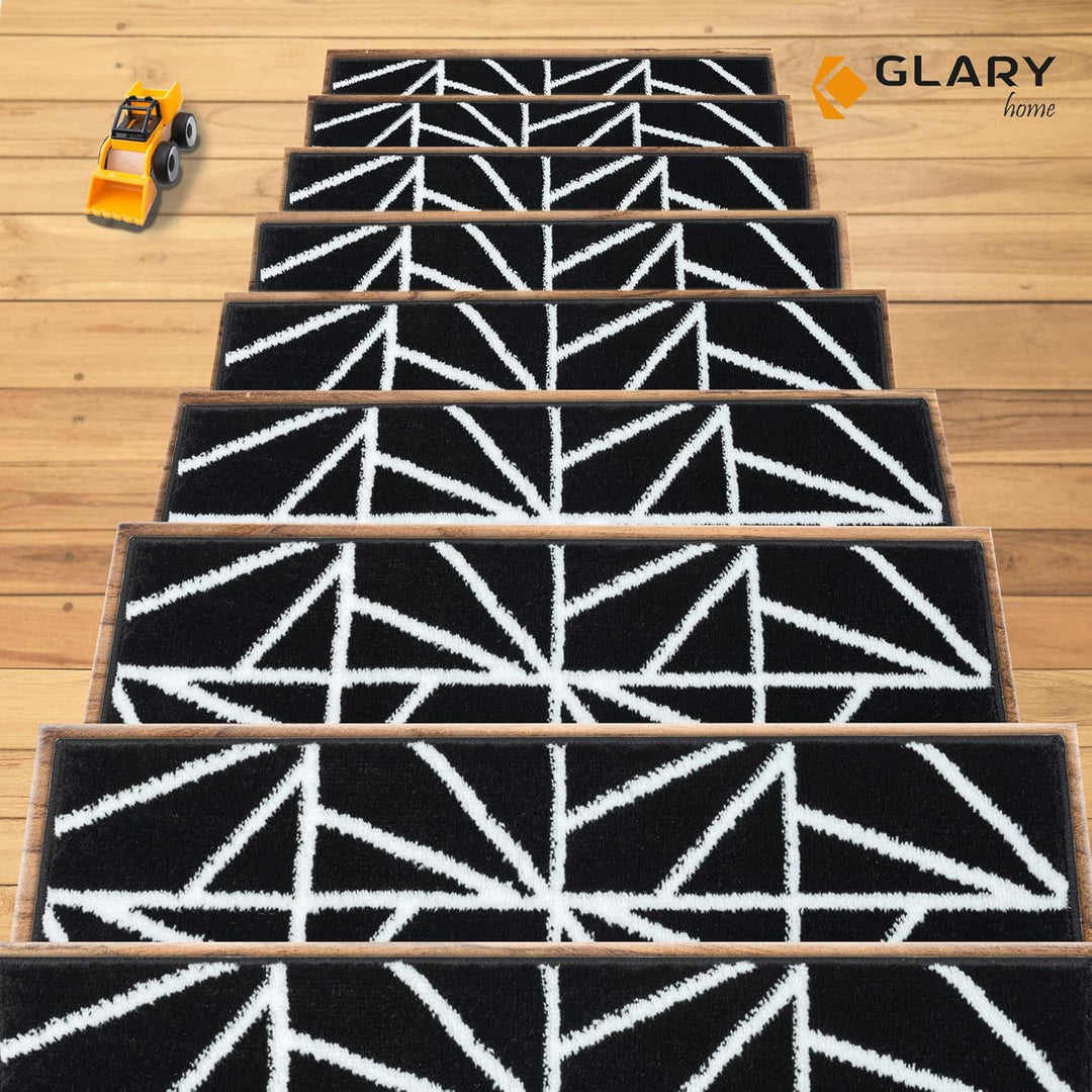 Glary Home 15er Set Stufenmatten 22cm x 71cm x 1.2cm Treppenteppich Selbstklebend / GH39A-WB (Dreiec