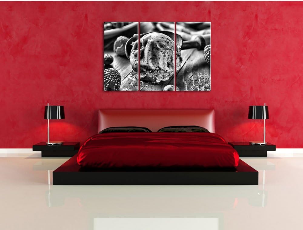 Pixxprint Köstliches Beeren EIS als Leinwandbild/Grösse: 3 Teilig (120x80) cm/Wandbild/Kunstdruck/fe