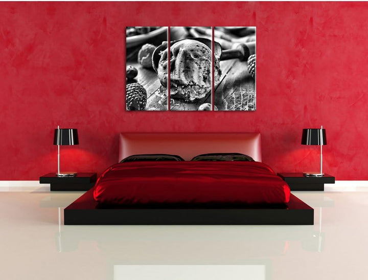 Pixxprint Köstliches Beeren EIS als Leinwandbild/Grösse: 3 Teilig (120x80) cm/Wandbild/Kunstdruck/fe